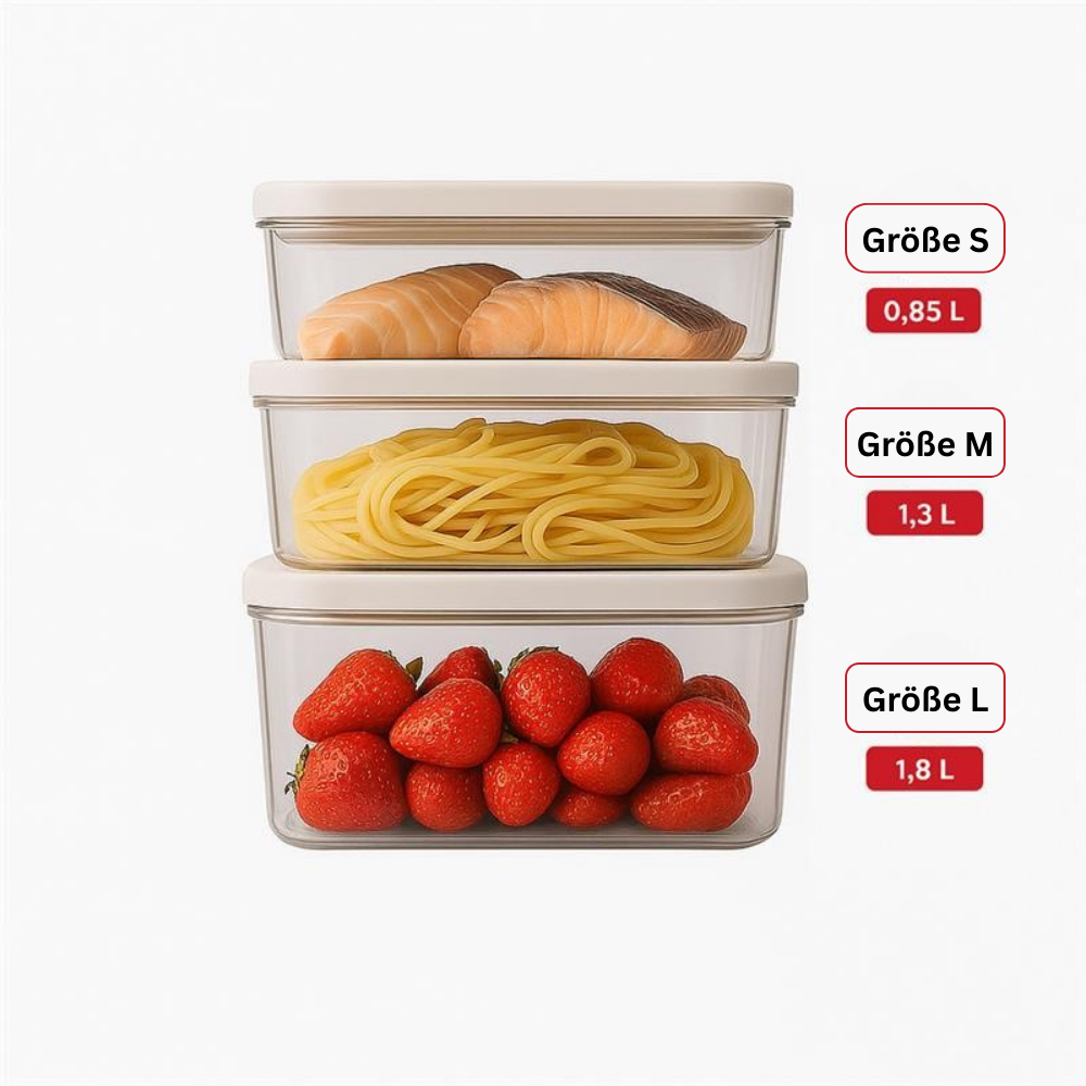 3-teiliges Vakuumbehälter-Set (S, M, L) aus hochwertigem SAN-Polymer, BPA-frei